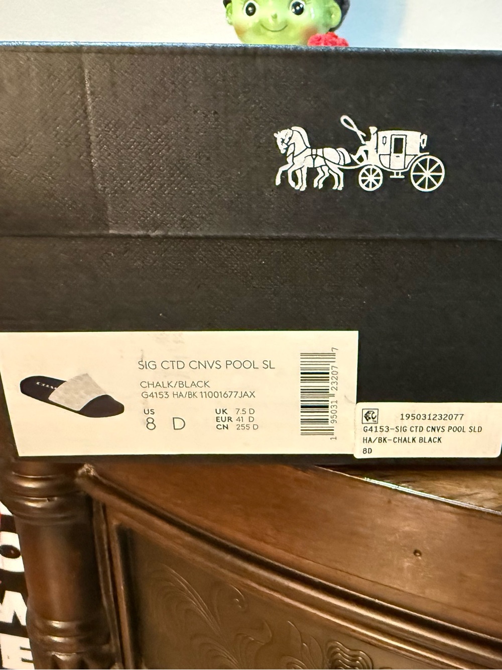 Coach Chalk and Black Canvas Pool Slide